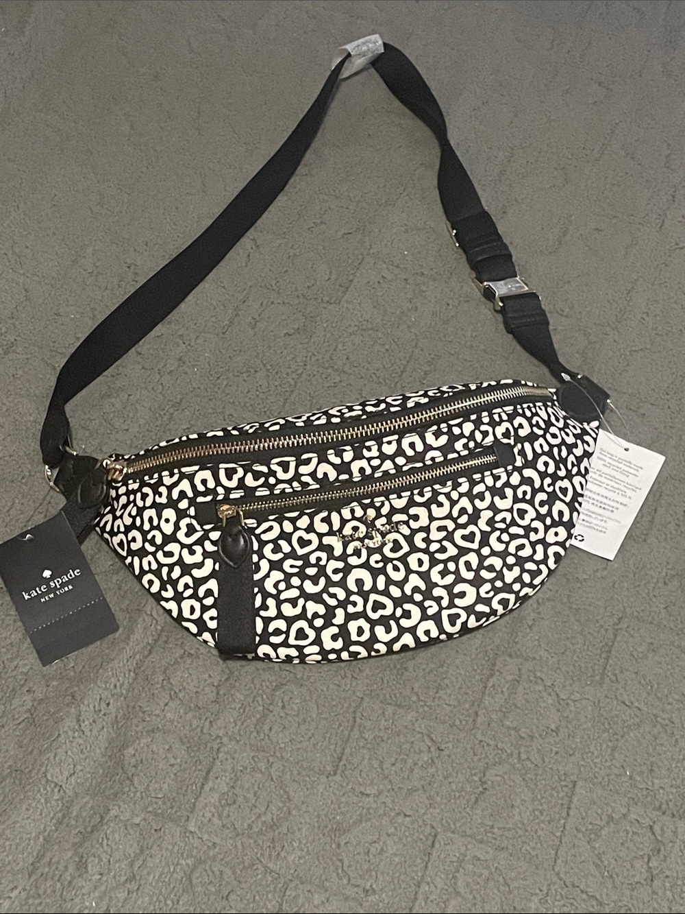 Kate Spade Graphic Leopard Black & White Print Crossbody Belt Bag